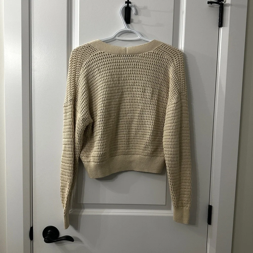 RW&CO. Cream Open-Front Knit Cardigan - Picture 3 of 5